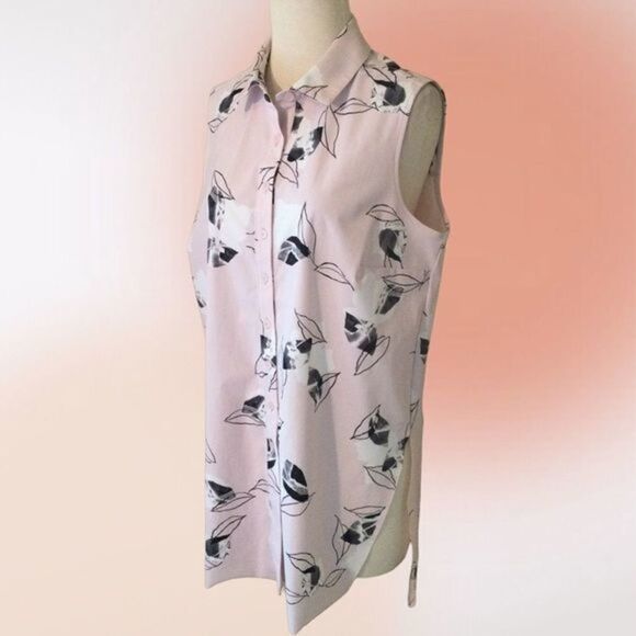 Alfani Sleeveless Pink Leaf Pattern Tunic S - Picture 3 of 10